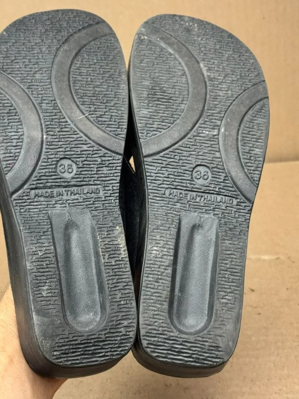 Aerothotic Women's Black Wedge Thong Sandals Size 36 US 5.5 - 6 Need clean